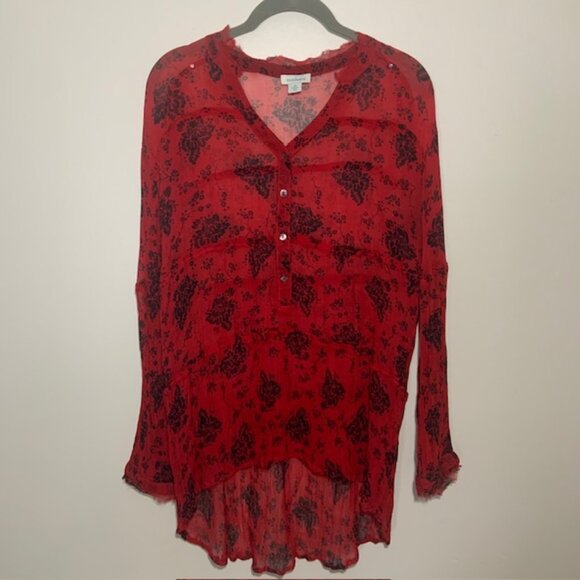 Sundance Sheer Gothic Edgy Vampy Dark Floral Grunge Romantic Holiday Party Top - Picture 1 of 10